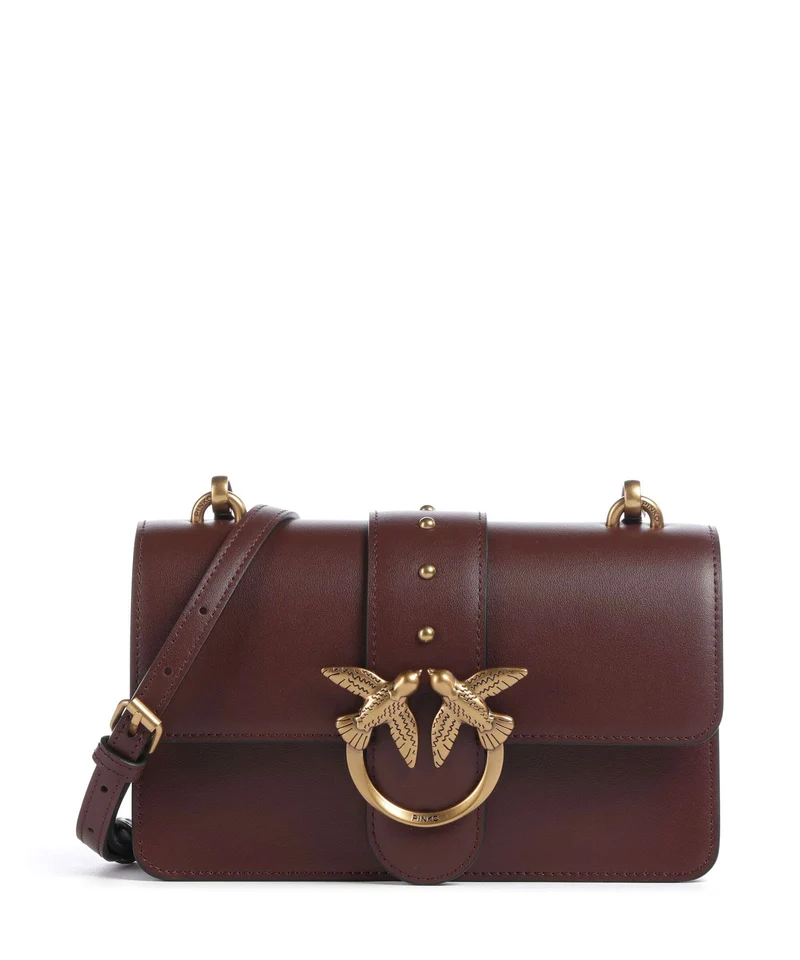 Pinko Love One Mini Bandolera burgundy wine/antique gold
